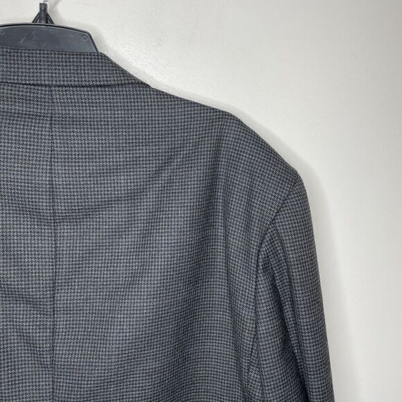 OSCAR DE LA RENTA Blazer Mens 48R 100% Wool 2-Button Houndstooth Black-Tan Lined - Picture 6 of 8